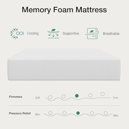 Novilla 12 inch Twin Memory Foam Mattress, Twin Size Gel Memory Foam Mattress for Cooling Night Sleep, Pressure Relief, CertiPUR-US Certified