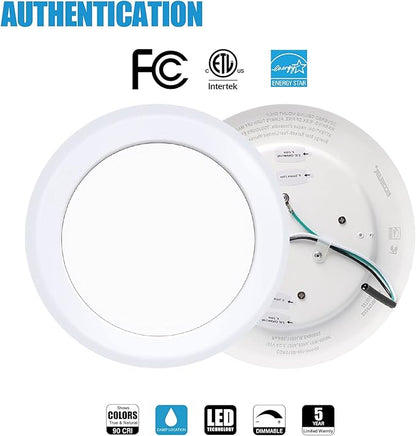 ECOELER 6 Inch Dimmable Aluminum Baffle White Trim LED Disk Light, 16.5W 5000K Daylight,1000Lm, LED Flush Mount Ceiling Fixture for Home Improved, ETL and FCC Approved