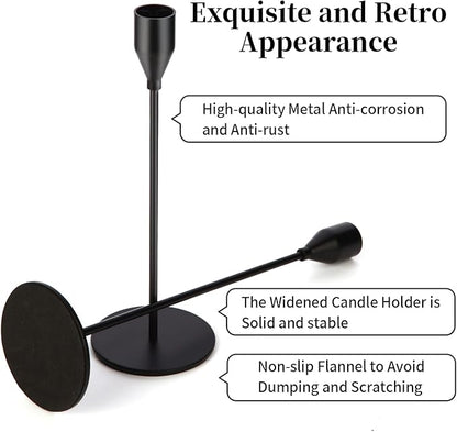Matte Black Candle Holders Black Candlestick Holders Metal Candle Holder for Wedding, Dinning, Party, Fits 3/4 inch Thick Candle&Led Candles (Set of 6 Pcs)
