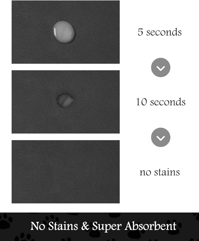 Pet Feeding Mat-Absorbent Dog Mat for Food and Water Bowl-No Stains Quick Dry Water Dispenser Mat-Dog Accessories Pet Supplies-Bowl for Messy Drinkers（Black,12"x19"-Mewly Pet