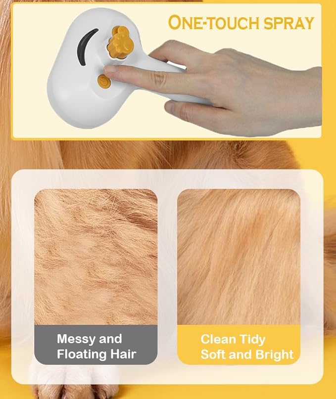 3-1 Cat Steam Brush for Shedding, Steamy Grooming Brush for Long & Short Hair Cats & Dogs, Self-Cleaning Pet Hair Removal Comb with Water Tank Dog-Mewly Pet