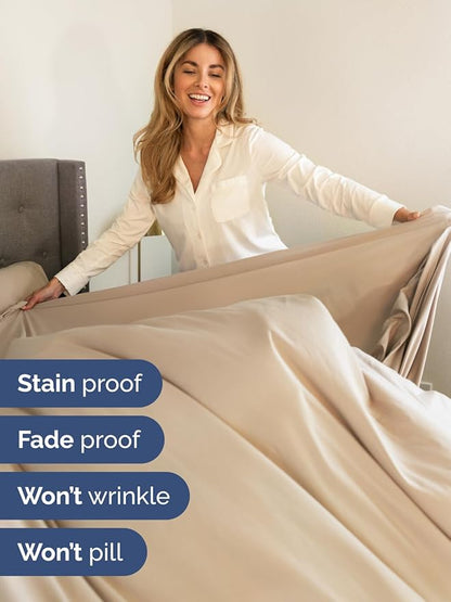 Extra Deep King Sheet Set - 6 Piece Breathable and Cooling Sheets - Hotel Luxury Bed Sheets Set - Easy & Secure Fit - Soft, Wrinkle Free and Comfy Sheets Set - Cream Sheet Set with Extra Deep Pockets