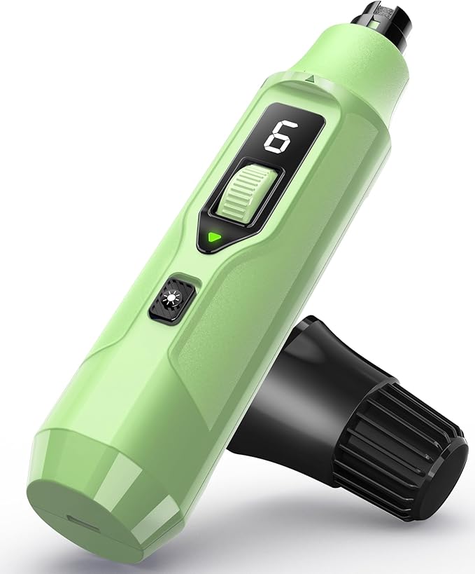 YABIFE 7-Speed Pet Nail Grinder with Light – Heavy Duty, Whisper Quiet Nail Trimmer for Dogs, Cats, Birds & Small Animals – Single-Handed Operation-Mewly Pet