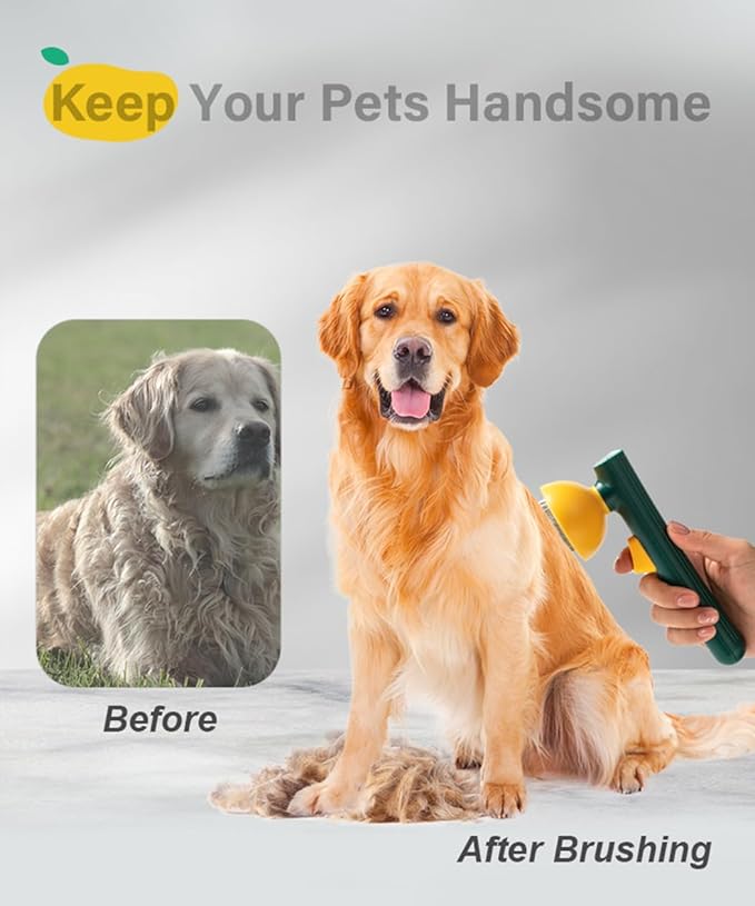 Self-Cleaning Dog & Cat Slicker Brush, Skin Friendly Deshedding Grooming Tool for Long or Short Haired Dogs Cats Rabbits, Dog Shedding Brush with Release Button - Mango-Mewly Pet