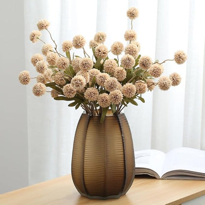 Artificial Flowers for Vases 20.5 Inch 10 Stems， Silk Dried Fake Mums Bouquet Indoor Faux Floral Arrangements for Decoration (Beige)