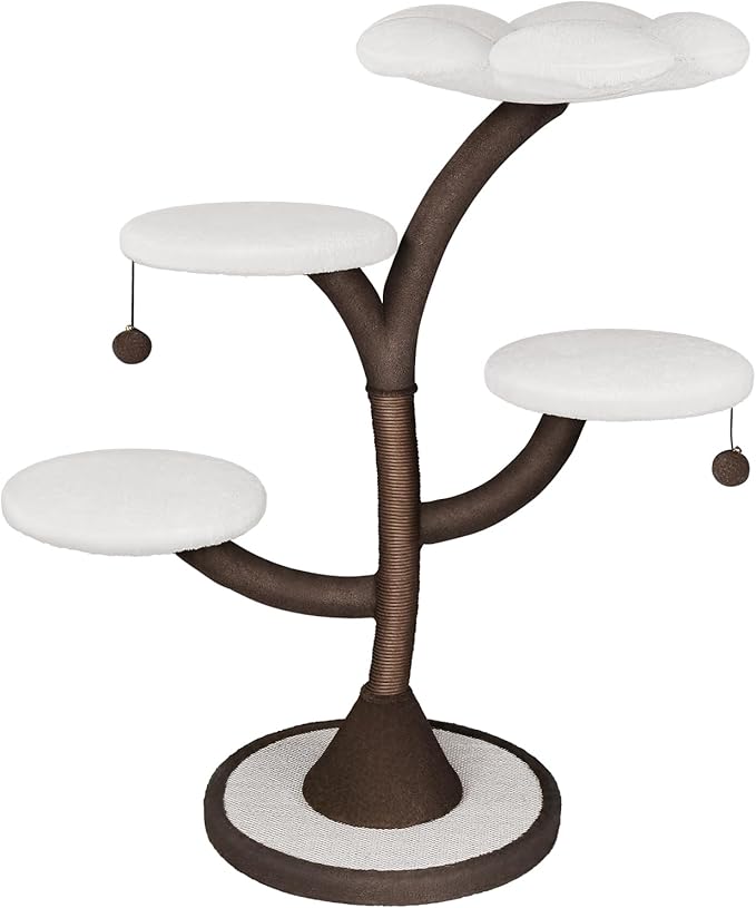Multi-Level Modern Cat Tree, All-in-One Cat Tower with Scratching Post, Flower Cat Tree Houses for Indoor Cats-Mewly Pet