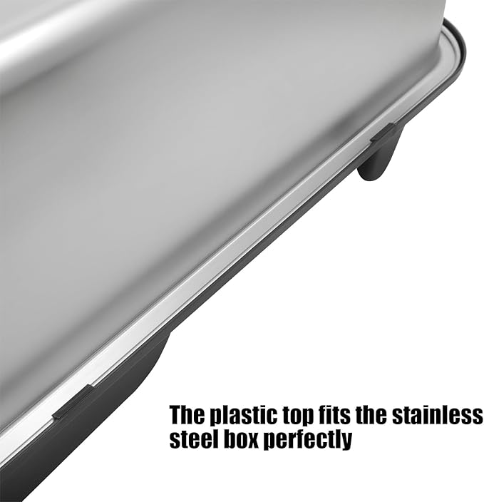 Kichwit Stainless Steel Cat Litter Box with High Sides Easy to Clean, Smooth Surface, Rust Resistant, 19.8" x 13.8" x 10" (with Lid)-Mewly Pet