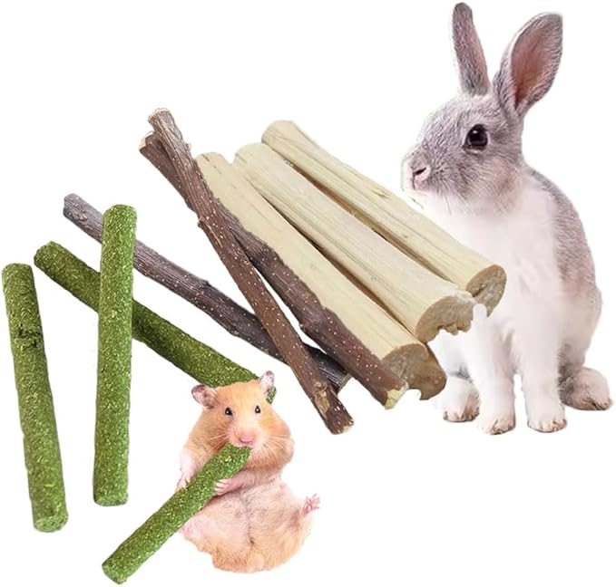 Guinea Pig Toys Apple Sticks, Tissimo Grass Sticks, Sweet Bamboo,Types of Combined Chew Toys,Pertain Chinchilla Squirrel Gerbil Hamster Squirrel Guinea Pigs-Mewly Pet