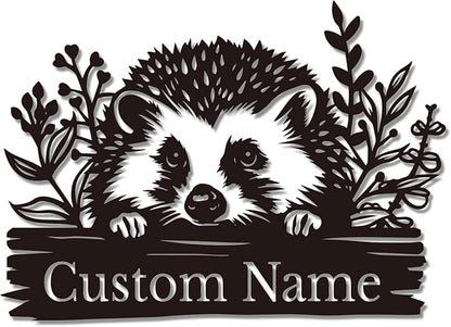 Custom Hedgehog Metal Sign, Personalized Hedgehog Metal Wall Art,Hedgehog Lovers Gift Metal Kid Room Decor,Personalized Hedgehog Lover Name Sign,Kid Nursery Decoration (Hedgehog A)