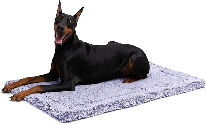 Stoutwool Indestructible Dog Bed - Fluffy Chew Proof Dog Crate Pad - Tough Kennel Pad for Aggressive Chewers - Washable, Ideal for Large Breeds & Fits 42-Inch Crate - 41"x27", Jacaranda-Mewly Pet