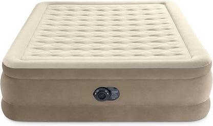 Intex Dura-Beam Deluxe Ultra Plush Air Mattress - Fiber-Tech – Built-in Electric Pump – 18in Bed Height – 600lb Weight Capacity – Queen Size