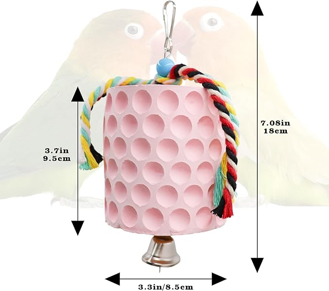 Extra Large Bird Chewing Toy, Parrot Beak Grinding Calcium Stone with Bells, Bird Cage Accessories, Cage Toys for Cockatiel Parakeet Parrot Budgies Rat Hamster Chinchilla Rabbit Bunny African Grey-Mewly Pet