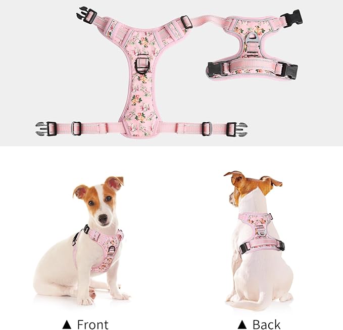 Timos Dog Harness, No-Pull Pet Harness with 2 Leash Clips, Adjustable Soft Padded Dog Vest, Reflective Outdoor Pet Oxford Vest with Easy Control Handle Pink XS-Mewly Pet