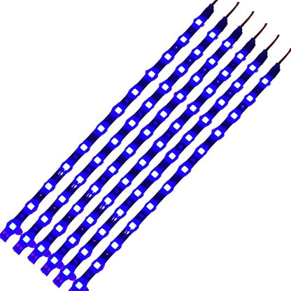 DC 12V Waterproof 1Ft 12 LED Strip Underbody Light with 6 inches Wires for Motor (Blue,Pack of 6)