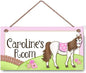 Personalized Sign Funny Horse Sign Custom Name Plaque Wall Decor Hanging Signs Front Door Art Home Decorative For Nursery Kids Room Girls Bedroom Boys Room