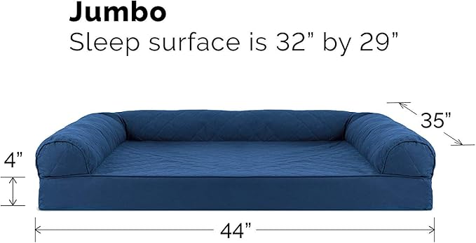 Furhaven Cooling Gel Dog Bed for Large Dogs w/ Removable Bolsters & Washable Cover, For Dogs Up to 95 lbs - Quilted Sofa - Navy (Blue), Jumbo/XL-Mewly Pet