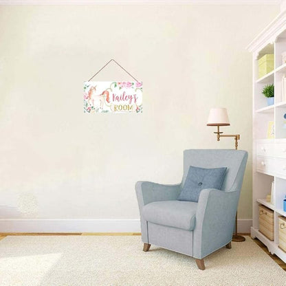 Personalized Beautiful Unicorn Sign, Magic Unicorn Sign Girls Room Baby Nursery Bedroom Door Art Custom Name Plaque Sign Wall Decor Kids Room Boys Playroom