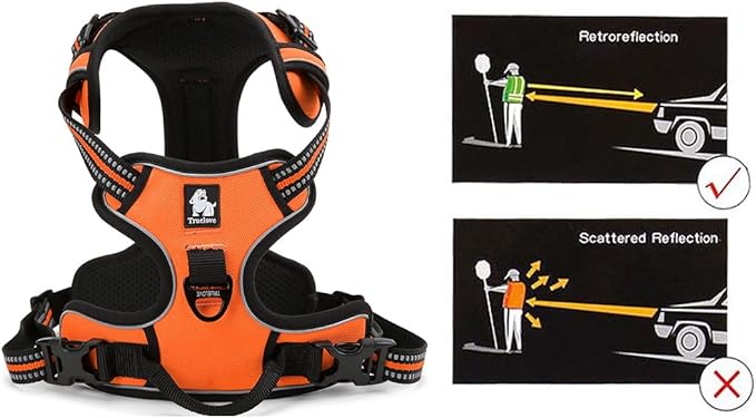 Truelove No Pull Dog Harness with Easy Control Handle and 2 Leash Attachments,Reflective Adjustable Pet Vest-Mewly Pet