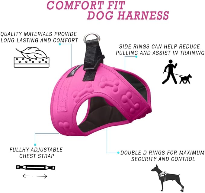 Comfort fit All Weather Step-in Dog Harness - Adjustable Small Dog Harness Medium Sized Dogs - Soft Padded Easy Walk Dog Vest Harnesses-Mewly Pet