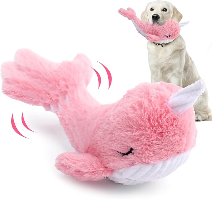 BABORUI Interactive Dog Toys Whale, Squeaky Dog Toys, Rechargeable Moving Dog Chew Toys for Small/Medium/Large Dogs/Puppy to Keep Them Busy (Pink)-Mewly Pet