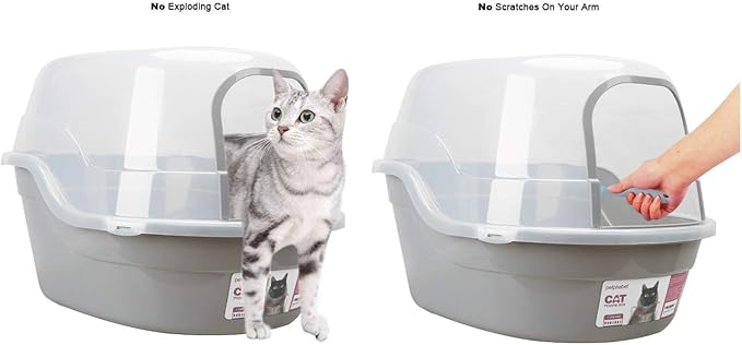 Petphabet Jumbo Hooded Cat Litter Box, Extra Large Gray-Mewly Pet