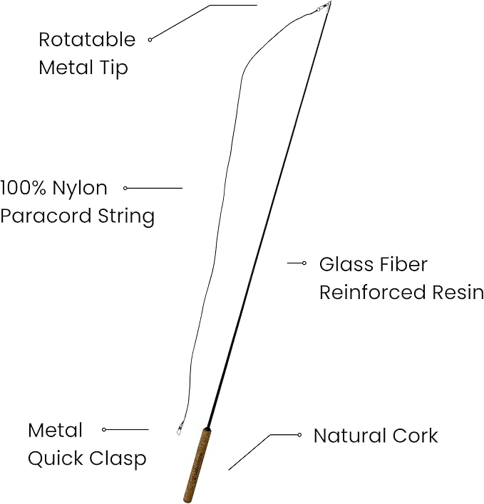 Forever Stick 2 Pack - The Unbreakable Cat Toy Wand, Extra Long Durable Interactive Cat Toy for Indoor Cats, Feather Kitten Toys for Bored Indoor Adult Cats, Bird Teaser Cat Accessories-Mewly Pet