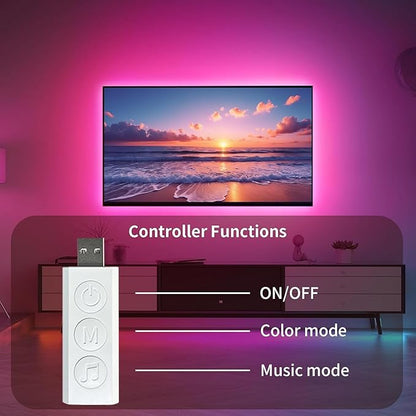 KSIPZE LED Lights for TV, 16.5ft TV led Backlight for 45-75 Inch TVs RGB TV Backlight Behind Music Sync Bluetooth APP & Button Control TV LED Strip Lights USB Powered for Bedroom/Gaming