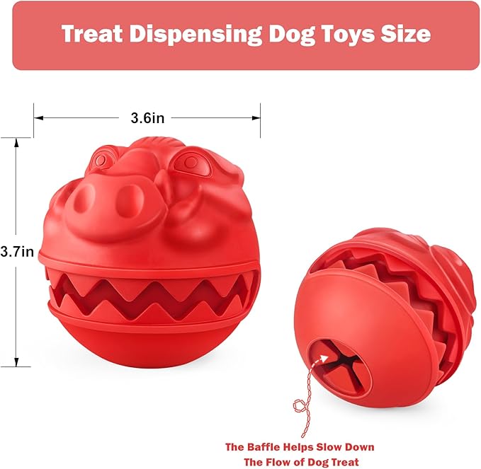 Rubber Treat Dispensing Dog Toys, Indestructible Dog Ball for Aggressive Chewers, Interactive Treat Toy for Boredom to Keep Them Busy, Large Aggressive Chew Dispensing Ball-Mewly Pet