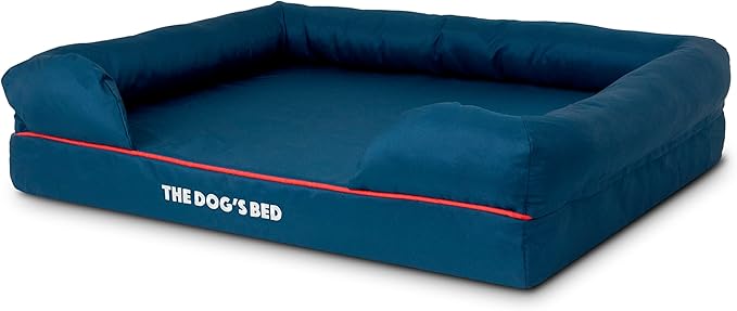 The Dog’s Bed, Large Oxford Blue/Red 36x27 Memory Foam, Pain Relief: Arthritis, Hip & Elbow Dysplasia, Post Surgery, Lameness, Supportive, Calming, Waterproof Washable Cover, Veterinary Approved-Mewly Pet