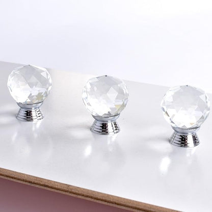 12 Pcs 30mm Round Shape Crystal Glass Cabinet Knobs with Screws Drawer Knob Pull Handle Used for Kitchen, Dresser, Door, Cupboard(Clear)