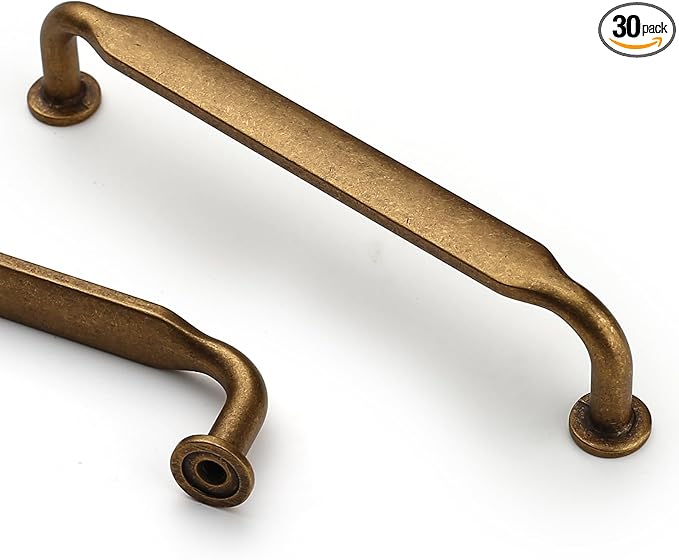 Asidrama 30 Pack 5 Inch(128mm) Antique Brass Kitchen Cabinet Handles, Cabinet Pulls Vintage Retro Kitchen Cabinet Hardware for Cupboard Drawer Pulls