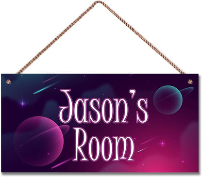 Personalized Sign Planet Decor For Boys Room, Stars Themed Kids Bedroom Decor, Outer Space Wall Art Décor for Little Man Cave, Universe Decorations For Girls Room Nursery Baby Playroom