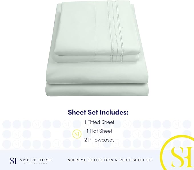 California King Sheet Sets - Breathable Luxury Sheets with Full Elastic & Secure Corner Straps Built In - 1800 Supreme Collection Cal King Deep Pocket Bedding Set, Sheet Set, California King, Mint