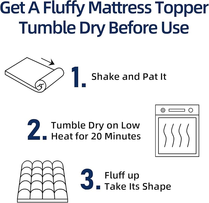 Mattress Topper Queen for Back Pain, Extra Thick Mattress Pad Cover, Plush Pillow Top, Deep Elastic Pocket, Navy