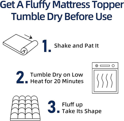 Mattress Topper Twin, Extra Thick Mattress Pad Cover, Plush Pillow Top, Deep Elastic Pocket, Black