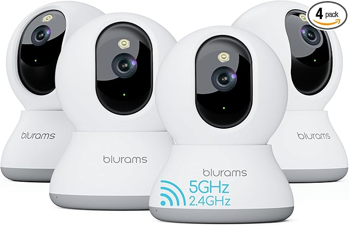 blurams Cameras for Home Security, 2K Pet Camera with Phone App, 5GHz/2.4GHz Dual-Band, 360° PTZ Indoor Cameras, 2-Way Talk, Motion Tracking, Color/IR Night Vision, Cloud&SD, Works with Alexa (4Pack)-Mewly Pet