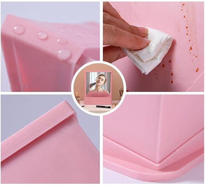 Non-Reversing Mirror, Professional Mirror Precision True Vanity Makeup Mirrors Non-Magnifying Tabletop Mirrors for Accurate Reflections Pink L