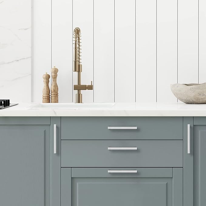 Ravinte 15 Pack Brushed Nickel Kitchen Cabinet Handles 6-1/4 Inch Cabinet Pulls Square Kitchen Hardware for Cabinet Drawer Pulls Drawer Handles Come with Screwdriver