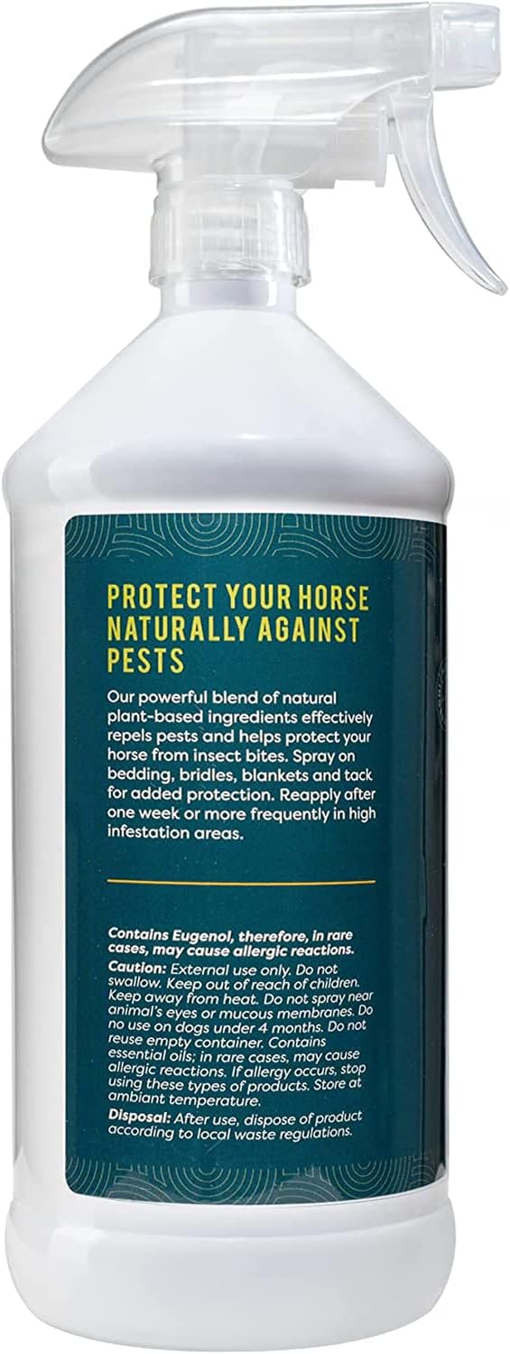 Natural Fly and Tick Horse Spray, Helps Repel Mosquitoes, Horseflies & Ticks, Plant-Based Active Ingredients, 32 Fl. Oz. Spray Bottle-Mewly Pet