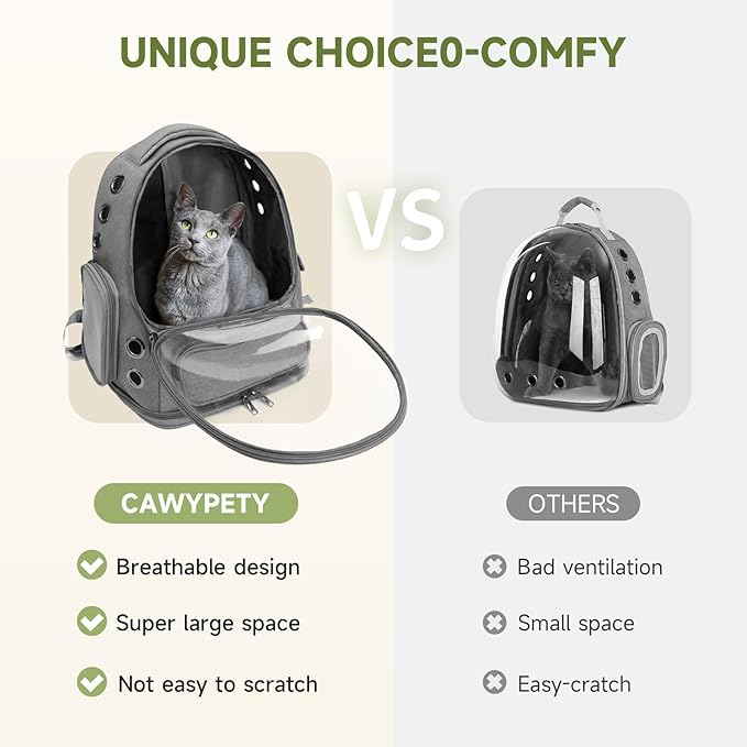 Cat Backpack Carrier, Breathable Cat Carrier Large Space Bubble Pet Backpack for Kitty Small Dog up to 12lbs, Transparent & Foldable Pet Carrier for Travel Hiking-Mewly Pet
