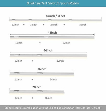 Under Cabinet Lighting Plug in, 24 Inch 2 Pcs, Linkable AC120V 3CCT 3000K/4000K/5000K Ultra Slim, LED Under Cabinet Lights for Counter Light, Kitchen, Shelf, Sink, Workshop, Desk, White