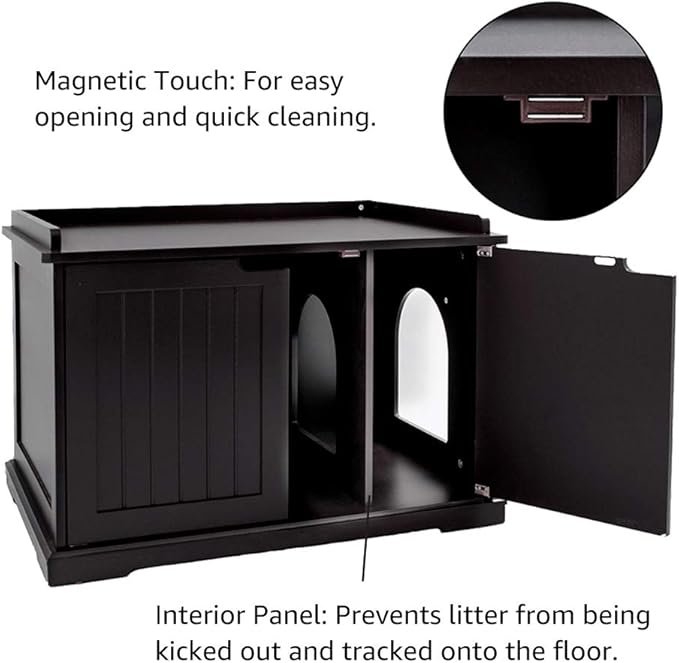 unipaws Cat Litter Box Enclosure Furniture, Cat Washroom, Hidden Litter Box Cover, Cabinet for Large Cat, Dog Proof Cat Litter Boxes, Hideaway Litter Box, Cat House-Mewly Pet