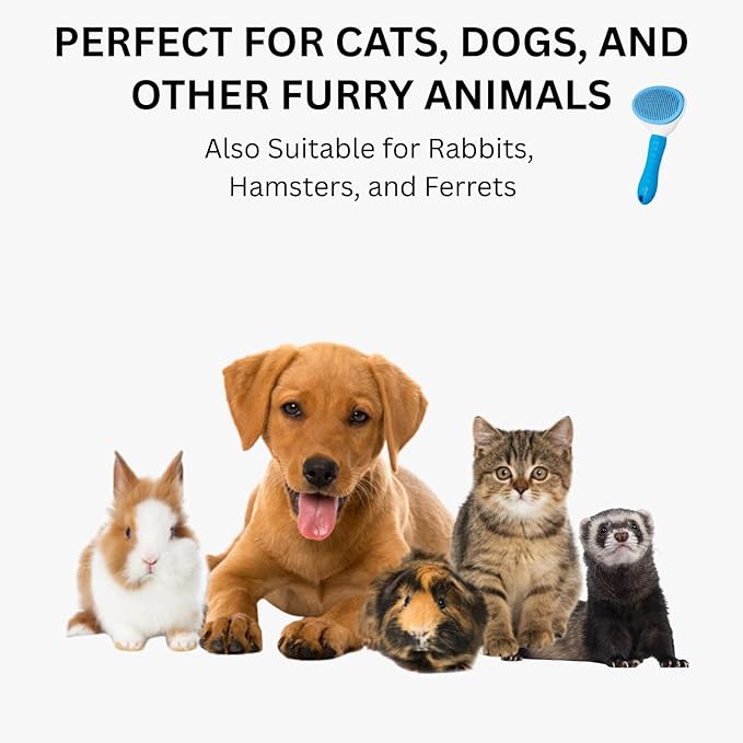 AIXINPET Cat & Dog Self Cleaning Slicker Brush - Easy to Remove Loose Fur, Harmless Deshedding Grooming Tool, Massaging Function - Suitable for Shedding & Furry Pets, like Rabbits and Ferrets-Mewly Pet