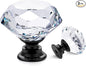 Ravinte 3 Pack Crystal Drawer Knobs - Glass Cabinet Knobs, Diamond Shaped, 30 mm with Black Base