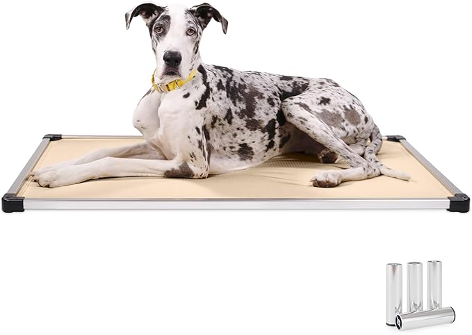 K9 Ballistics Chew Proof Armored Padded Dog Crate Bed, Virtually Indestructible, Legs Included (Sandstone, Medium (35" L x 22" W x 4.5" H))-Mewly Pet