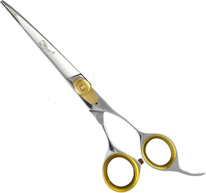 Sharf Gold Touch Pet Grooming Shear, 8.5 Inc Grooming Shear, 8.5 Inch Dog Grooming Curved Scissors for Dogs, 440 Japanese Steel Curved Shears-Mewly Pet