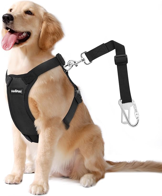 Dog Seat Belt, Safety Vest Dog Car Harness with Adjustable Buckle Dog Seat Belt for Vehicle Nylon Pet Safety Seat Belts Heavy Duty(XXL, Black)-Mewly Pet