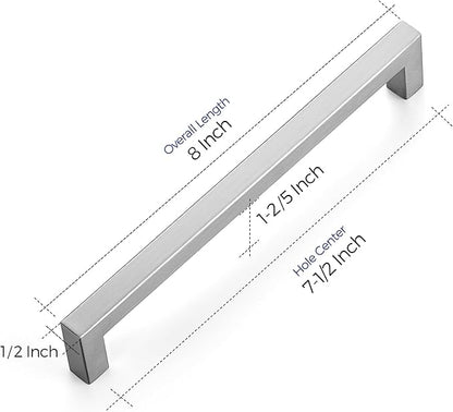 Ravinte 1 Pack 7-1/2 Inch Kitchen Square Cabinet Handles Satin Nickel Cabinet Pulls Brushed Nickel Drawer Pulls Kitchen Cabinet Hardware Kitchen Handles for Cabinets Cupboard Handles Drawer Handles