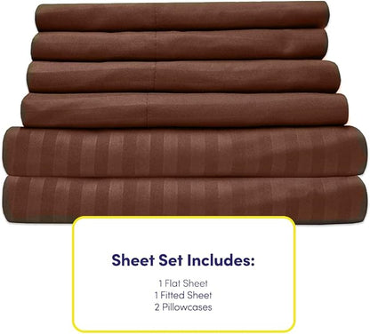 Twin Size Bed Sheets - 4 Piece 1500 Supreme Collection Fine Brushed Microfiber Deep Pocket Twin Sheet Set Bedding - 1 EXTRA PILLOW CASES, GREAT VALUE, Twin, Dobby Coffee