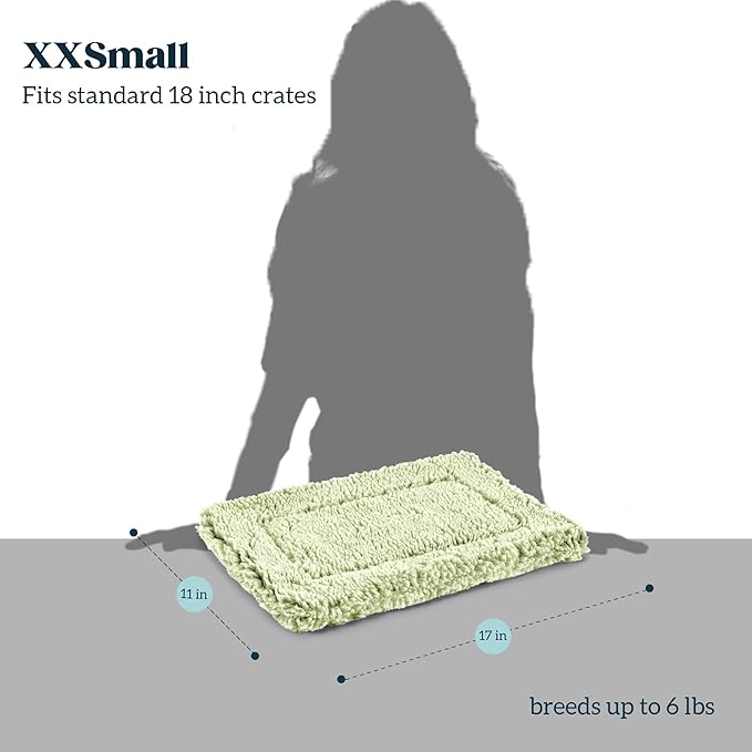 Stoutwool Indestructible Dog Bed - Fluffy Chew Proof Dog Crate Pad - Tough Kennel Pad for Aggressive Chewers - Washable, Ideal for Toy Breeds & Fits 18-Inch Crate - 17"x11", Gleam-Mewly Pet